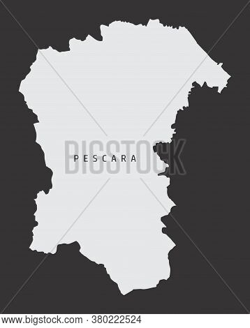 The Pescara Province Gray Silhouette Map Isolated On Dark Background, Italy