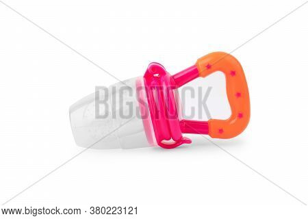 Baby's Nibbler And Ripe Strawberry On White Background