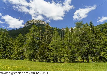 Mountain Landscape Along The Road To Crocedomini Pass, In The Brescia Province, Lombardy, Italy, At 