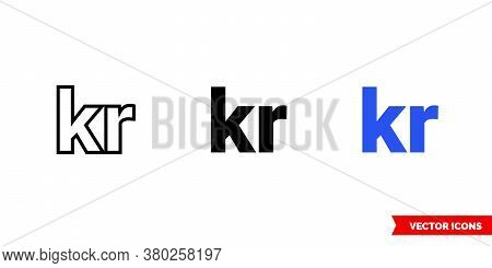Krona Icon Of 3 Types Color, Black And White, Outline. Isolated Vector Sign Symbol.