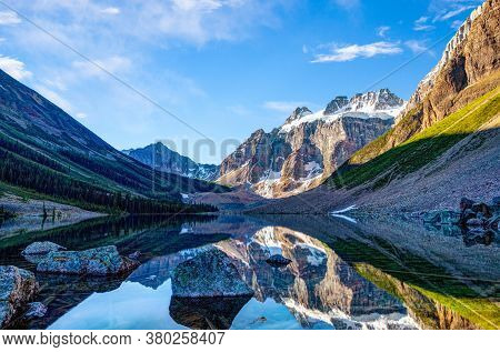Hike To Glacier-covered Mount Quadra On Consolation Lake Near Moraine Lake In Banff National Park, A