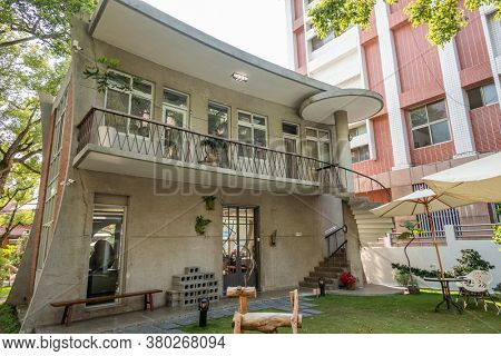 Nantou, Taiwan - April 9th, 2020: famous attraction building of Little ZhongXing Court at Zhongxing New Village, Nantou, Taiwan