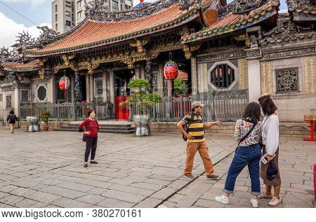 Taipei, Taiwan - October 20th, 2019: famous attraction of Lungshan temple at Taipei, Taiwan