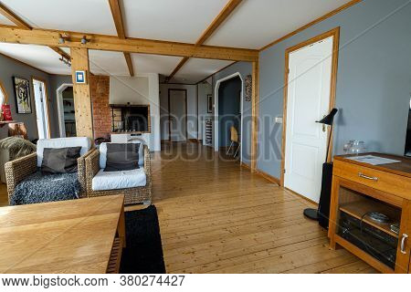Close Up Interior View Of Big Room Of Private House. 07.25.2020. Geta, Aby, Sweden.