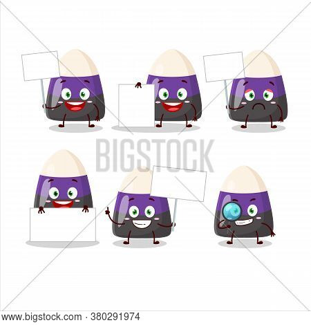 Blue Candy Corn Cartoon Character Bring Information Board