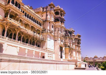 Udaipur, India - May 23, 2013: City Palace, Located On The Banks Of Lake Pichola Built By Maharaja S