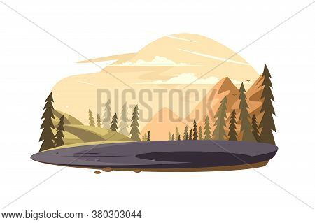 Beautiful Nature Landscape Vector Illustration. Stunning Forest