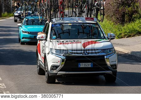 Krakow, Poland - August 4, 2018:  Team Vehicle On The Route Of Tour De Pologne Bicycle Race. Tdp Is 