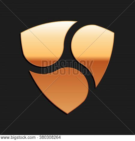 Gold Cryptocurrency Coin Nem Xem Icon Isolated On Black Background. Physical Bit Coin. Digital Curre