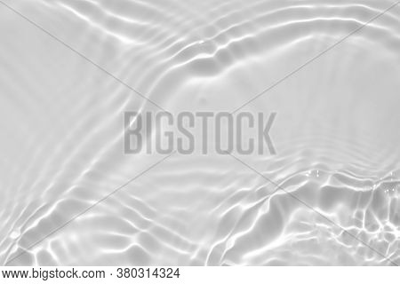 Blurred Desaturated Transparent Clear Calm Water Surface Texture With Splashes And Bubbles. Trendy A