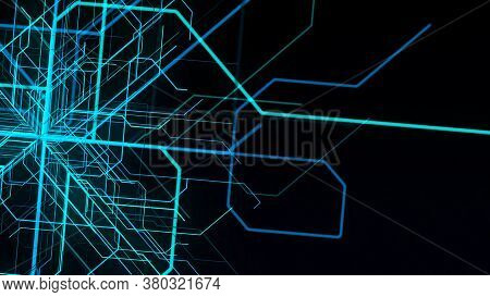 Concept Of Artificial Intelligence And Multiple Choice. Animation. Abstract Colorful Straight Lines 
