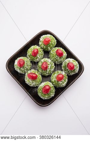Paan Coconut Laddu Is Indian Sweet Made Using Betel Leaves And Nariyal