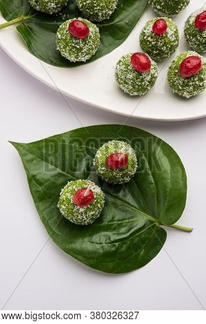 Paan Coconut Laddu Is Indian Sweet Made Using Betel Leaves And Nariyal