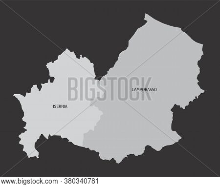 The Molise Region Map Divided In Provinces, Italy
