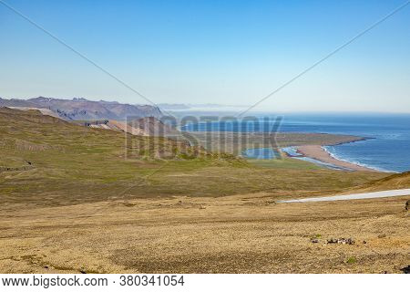 View From Snaefellsjoekull Volcano To Snaefells Peninsula In Summer
