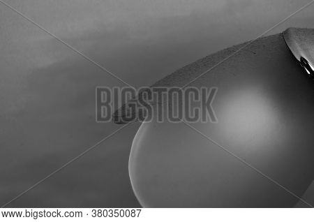 Dusty Glass Ceiling Of The Luminaire. Close-up Ceiling Luminaire Plafond With Spider Web And Dirt. C