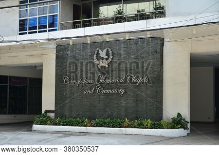 Quezon City, Ph - April 20 - Cosmopolitan Memorial Chapels And Crematory Facade At G Araneta Avenue 