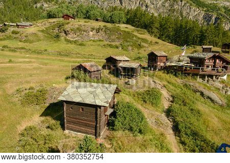 Village Of Blatten Over Zermatt In The Swiss Alps