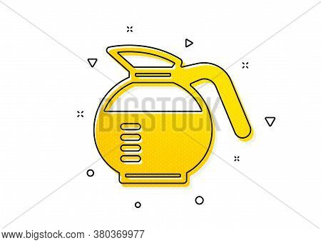 Coffee Hot Drink Sign. Coffeepot Icon. Brewed Fresh Beverage Symbol. Yellow Circles Pattern. Classic