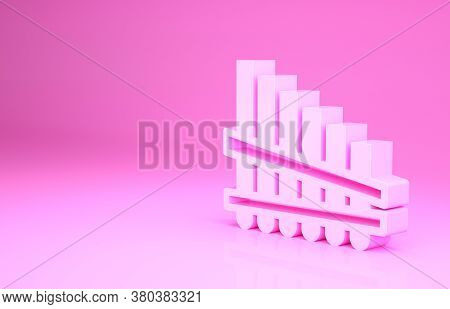 Pink Pan Flute Icon Isolated On Pink Background. Traditional Peruvian Musical Instrument. Zampona. F