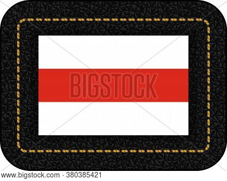 Belarus. Historical White-red-white Flag. Vector Icon On Black Leather Backdrop