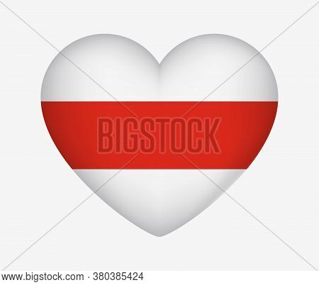 Belarus. Heart Shaped Historical Flag. White-red-white. I Love My Country. Vector Isolated Illustrat
