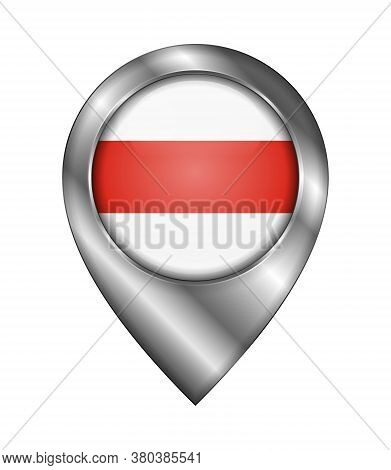 Belarus. Historical White-red-white Flag. Vector Sign And Icon. Location Symbol Shape. Silver. Isola