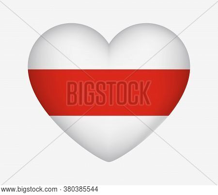 Belarus. Heart Shaped Historical Flag. White-red-white. I Love My Country. Vector Isolated Illustrat