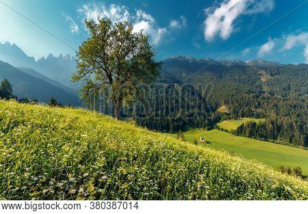 Great View On The Pizes De Cir Ridge, Valley Gardena. National Park Dolomites, South Tyrol. Location