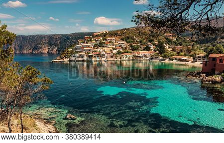 Wonderful Summer Seascape Of Ionian Sea. Wonderful Place For Holiday. Amazing Greece. Picturesque Co
