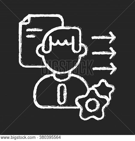 Brevity And Clarity Chalk White Icon On Black Background. Professional Competence, Soft Skills Devel