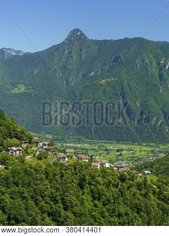 The Caffaro Valley, Near Bagolino In Brescia Province, Lombardy, Italy, Seen From The Road Of Cerret