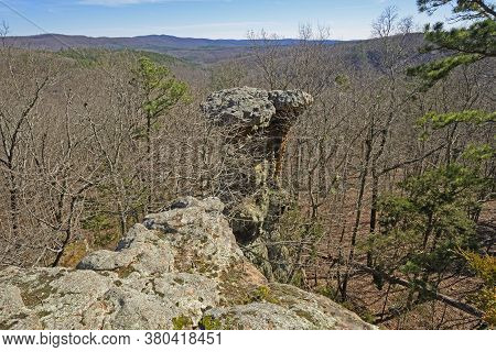 Pedestal Rock Panorama In The Ozark Mountains In Arkansas