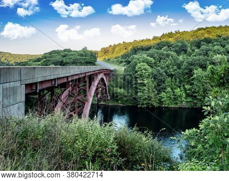 Bridge Going Over The Clarion River Near Clarion, Pennsylvania, Not Far From The Allegheny National 