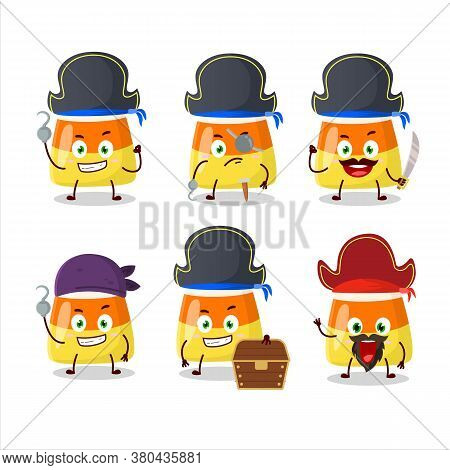 Cartoon Character Of Candy Corn With Various Pirates Emoticons