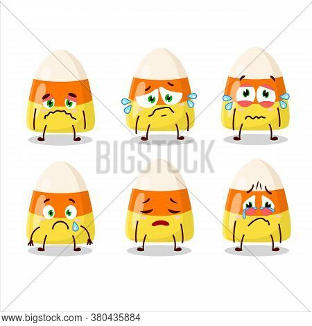 Candy Corn Cartoon Character With Sad Expression