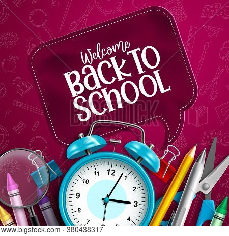 Back To School Vector Education Concept. Back To School Text Speech Bubble With Educational School I