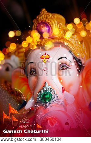 Lord Ganesha on Ganpati holiday background for Happy Ganesh Chaturthi festival of India