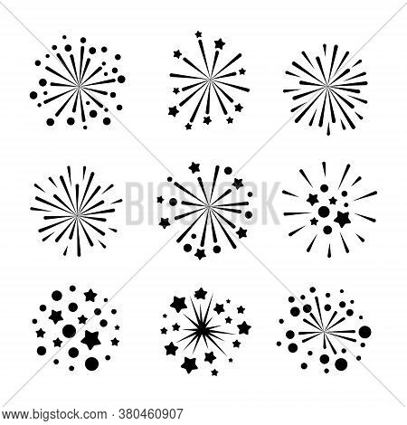 Fireworks And Sparklers Vector Collection. Anniversry, Party Or Holiday Decoration Elements..