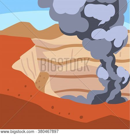Iron Ore Mining Quarry, Metallurgical Industry Concept Vector Illustration
