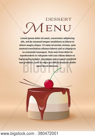 Cover For The Restaurant's Dessert Menu. Vector Illustration Of A Dessert