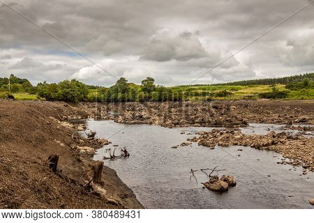 Earlstoun Loch And Reservoir Dewatered Or Drained For The First Time In 80 Years, Exposing The Origi