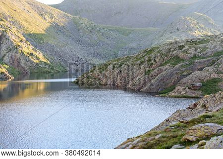 Estanys De Vall Del Riu. Beautiful Mountain Landscape In Pyrenees, Andorra.