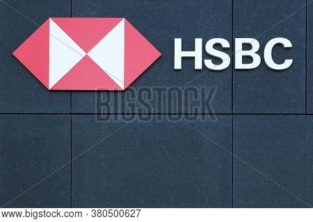 Lyon, France - May 21, 2020: Hsbc Logo On A Wall. Hsbc Holdings Is A British Multinational Banking A