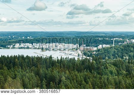 Aerial Summer View To Lahti Harbor From Ski Jump Tower