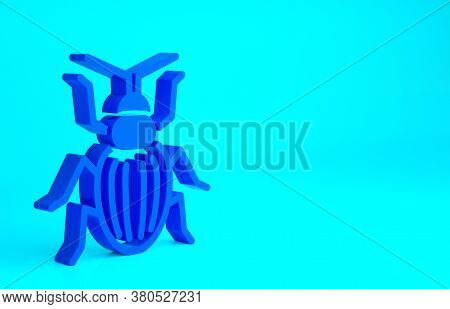 Blue Chafer Beetle Icon Isolated On Blue Background. Minimalism Concept. 3d Illustration 3d Render
