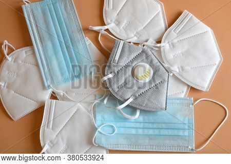 Surgical Mask With Kn95 Or N95 Mask For Protection Pm 2.5 And Corona Virus. Prevention Of The Spread