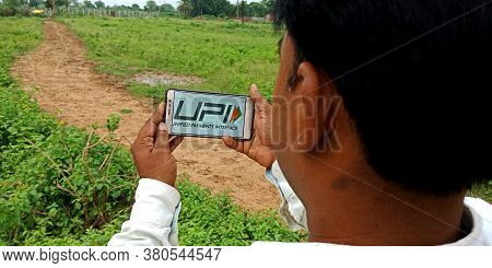 District Katni, India - September 18, 2019: Upi Or Unified Payments Interface Logo Displayed On Smar