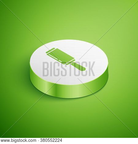 Isometric Adhesive Roller For Cleaning Clothes Icon Isolated On Green Background. Getting Rid Of Deb