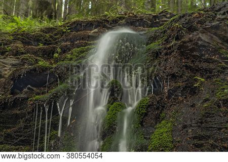 Waterfall Near Kouty Nad Desnou Village In Summer Day